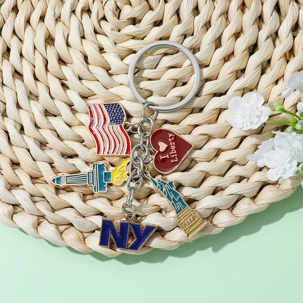 Statue of Liberty Decorations Independence Day Keychain Bag Pendant Heart Decorative Keying Backpack Liberty Pendant Accessories