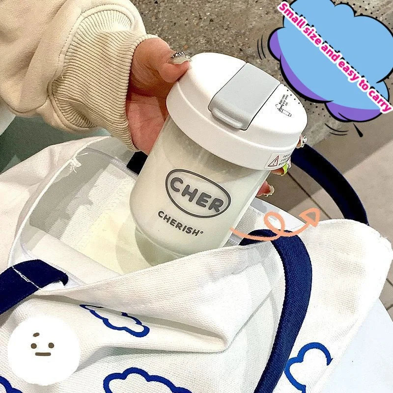 Eco-Friendly 300ml Straw Water Bottle for Kids: BPA-Free, Portable, School-Ready with Convenient Strap