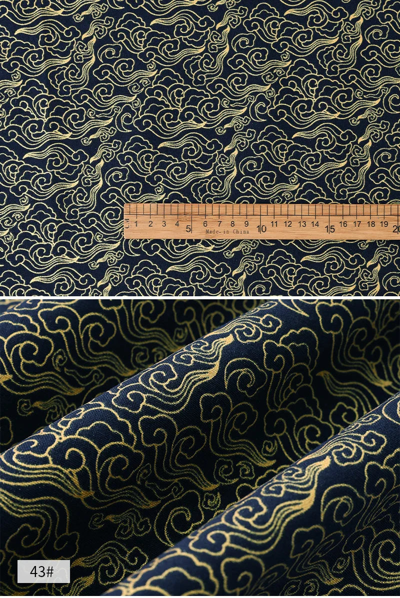 0.5/1/2 Yard 100% Cotton Fabric Traditional Japanese Kimono Style Print DIY Handmade Making Cheongsam, Hanfu, Holiday Decoration