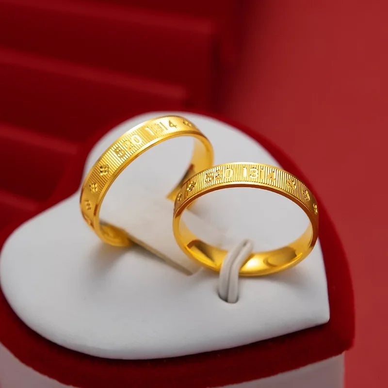 24K AU999 pure gold couple ring -1314 real gold wedding ring, Chinese Valentine's Day, gold jewelry gift for couples