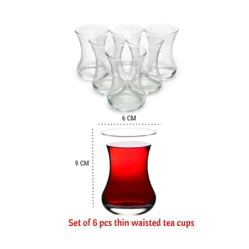 Traditional Turkish Coffee Mug Set - 6PC European Traditional Crystal Glass Cups for Tea, Hot Drinks,Wine