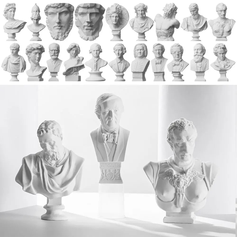 New Mini Figurine Plaster Statue Greek Mythology Celebrities Famous Sculpture Drawing Practice Gypsum Bust Portraits Home Decor