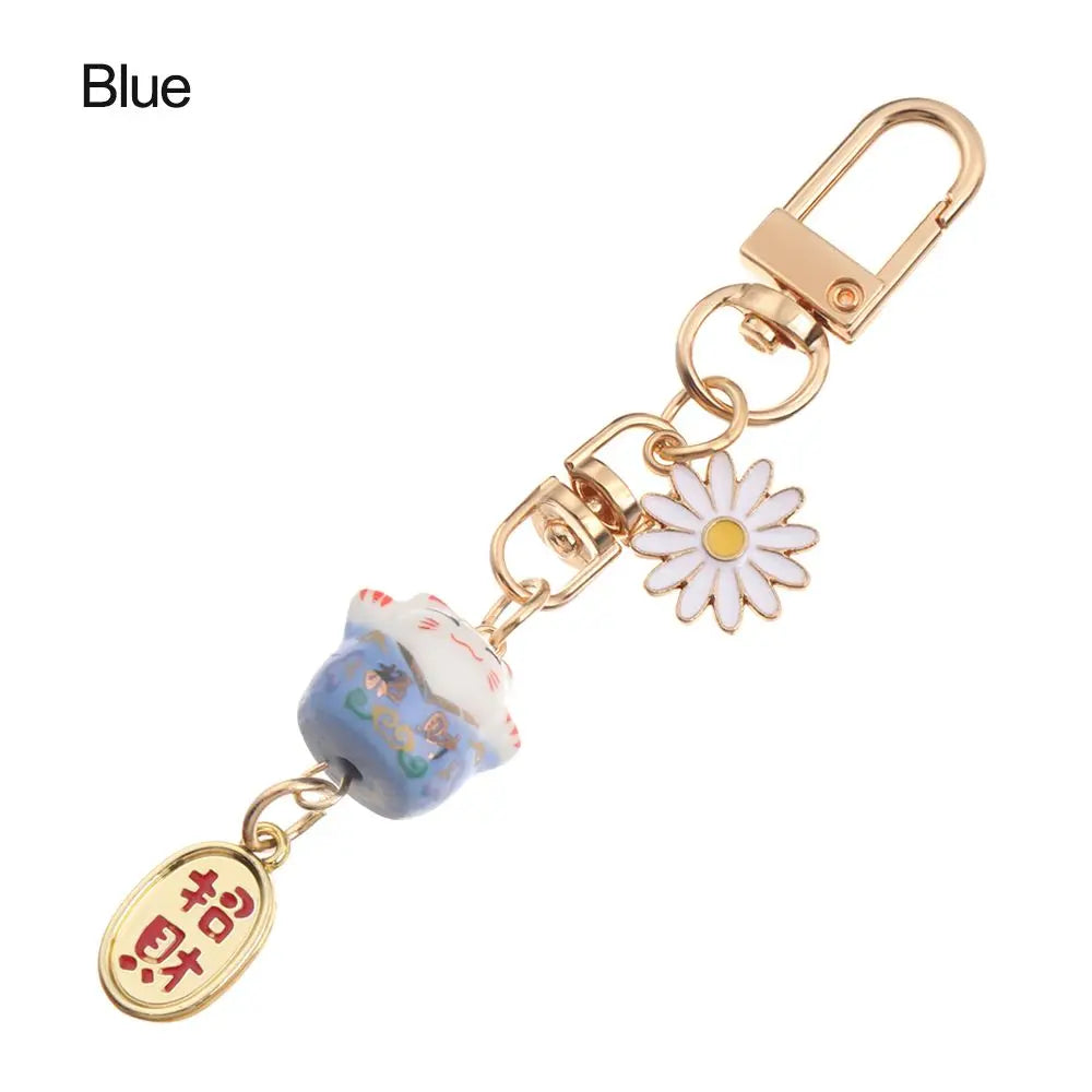 Cute Japanese Lucky Cat Keychain Cartoon Fortune Cat Keychain Car Bag Pendant Mobile Accessories Couple Gift