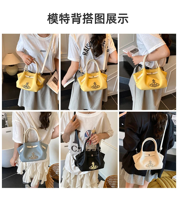 Classic Designer Paris Fashion Tote Messenger Purse Shopper Bag Elegant Leather Solid Color Commuter