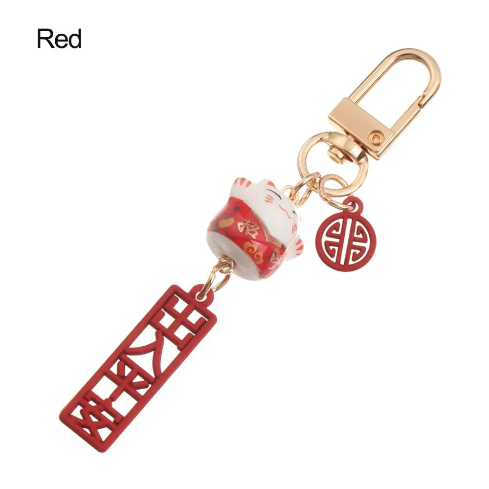 Cute Japanese Lucky Cat Keychain Cartoon Fortune Cat Keychain Car Bag Pendant Mobile Accessories Couple Gift