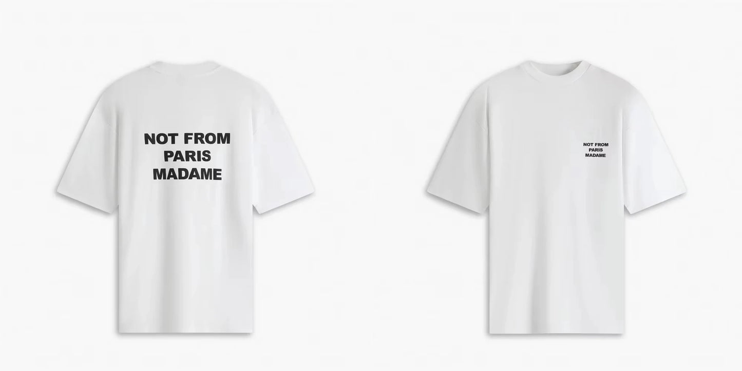 2025 Summer New T-Shirt Slogan Black Not From Paris Luxury Cotton Short Sleeve Summer Oversize T-shirt on Top for