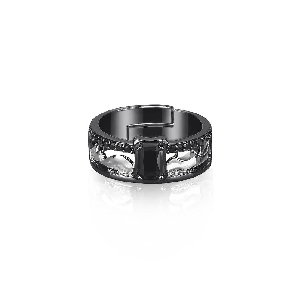 Game Love And Deepspace Sylus Rings Cosplay Black Gemstone Couple Ring Alloy Adjustable Jewelry Accessories Christmas Gift