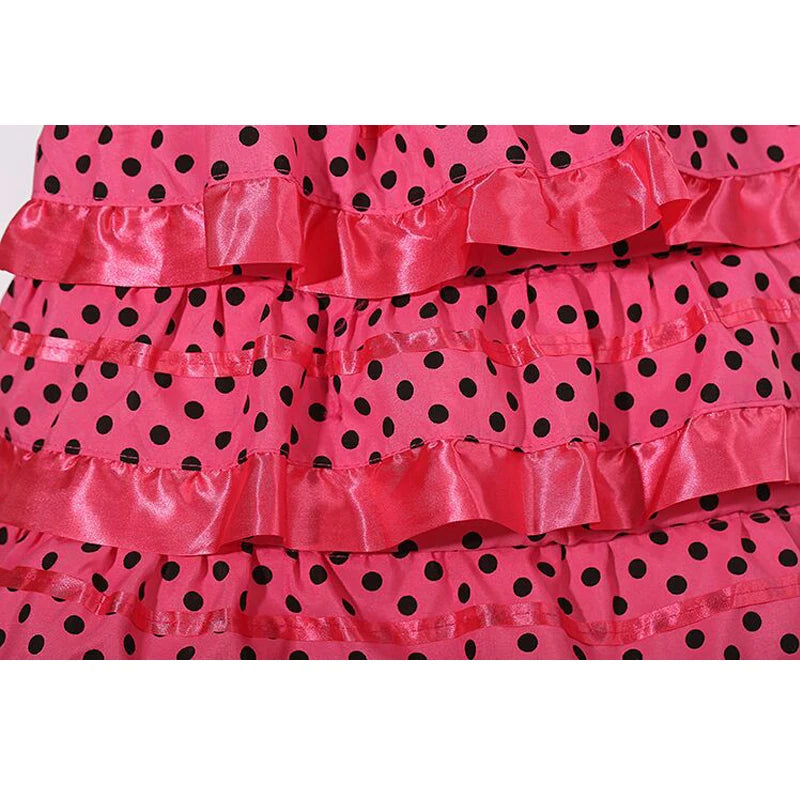 Traditional Spanish Flamenco Dance Dress For Girls Classic Flamengo Gypsy Style Skirt Bullfight Festival Mexican Girl Red