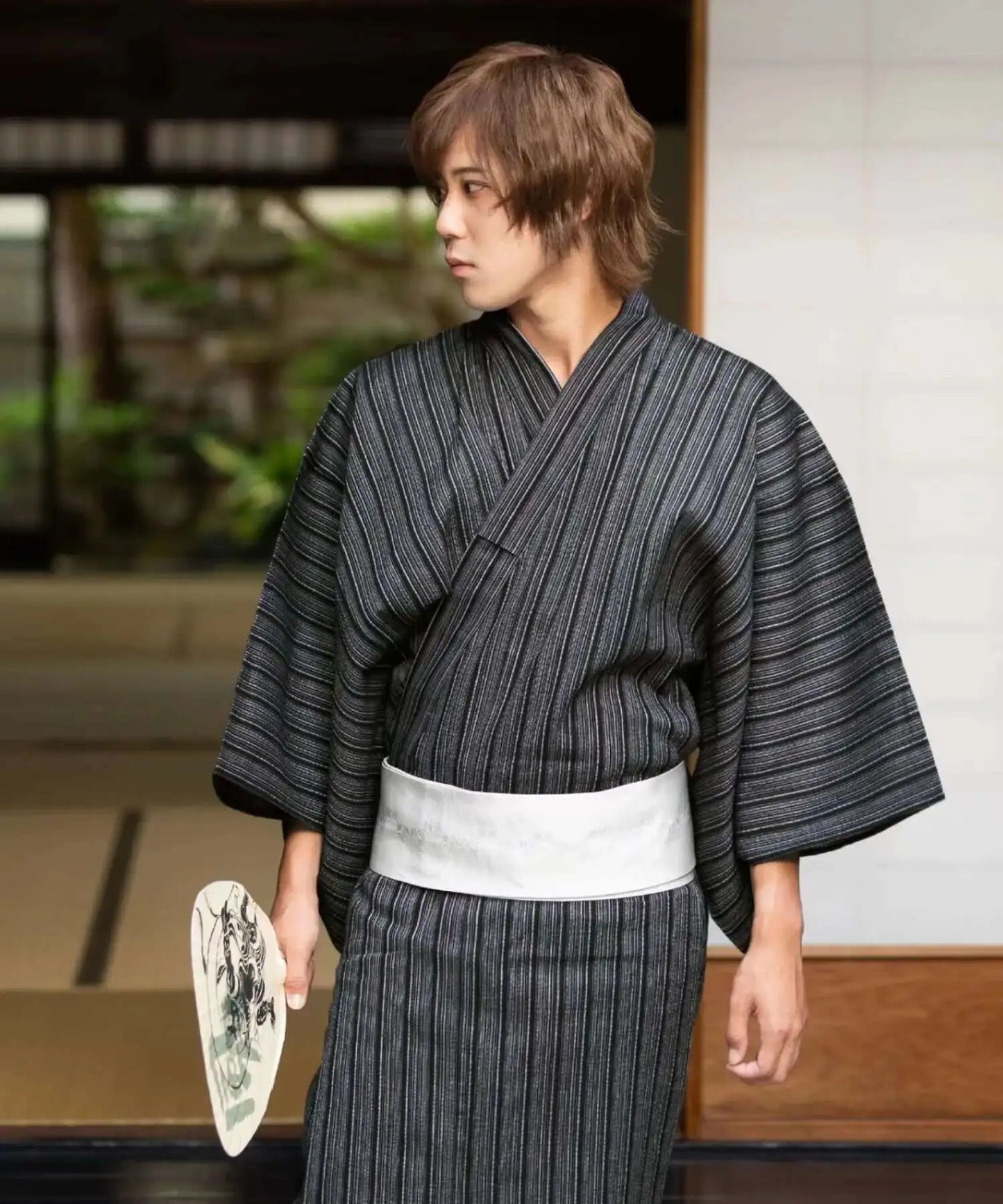 Traditional Japanese KIMONO Fashion YUKATA Summer Men Long Robes With Belt 95% Cotton Pajamas Set Male Sleepwear Bathrobe