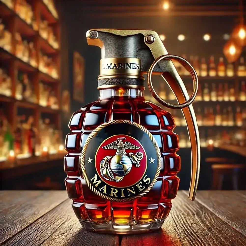 Unique Military Grenade Whiskey Bottle – Cool Gift for Men, Bar & Office Decor