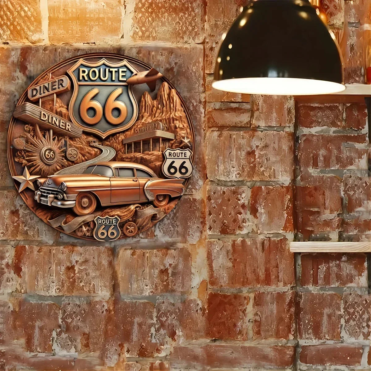 Antique Route 66 Decorative Metal Sign 78x78 Inches Outdoor Wall Art Durable Weather Resistant Ideal for Home and Garden Decor