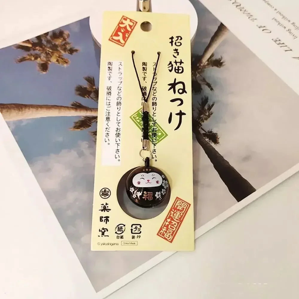 Japanese Lucky Cat Bag Pendants Japan Daruma Keyring Bells Pendant Lucky Cat Keychain Good Fortune Wealth Charm Jewelry Gift