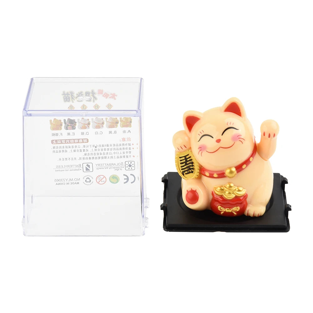 High Quality Lucky Cat Ornament Car Dashboard Decor Vehicle Accessories Automatic Waving Cartoon Decoration Interior