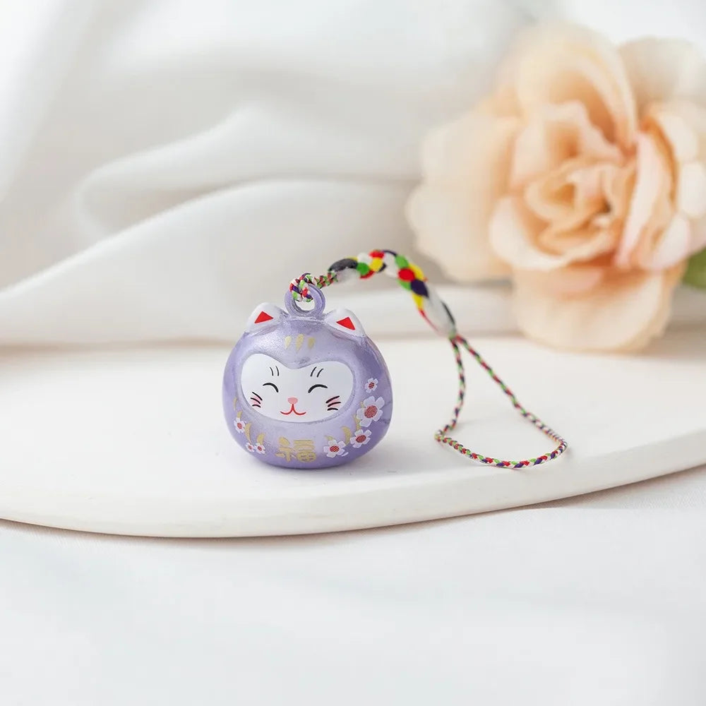 Japanese Lucky Cat Bag Pendants Japan Daruma Keyring Bells Pendant Lucky Cat Keychain Good Fortune Wealth Charm Jewelry Gift