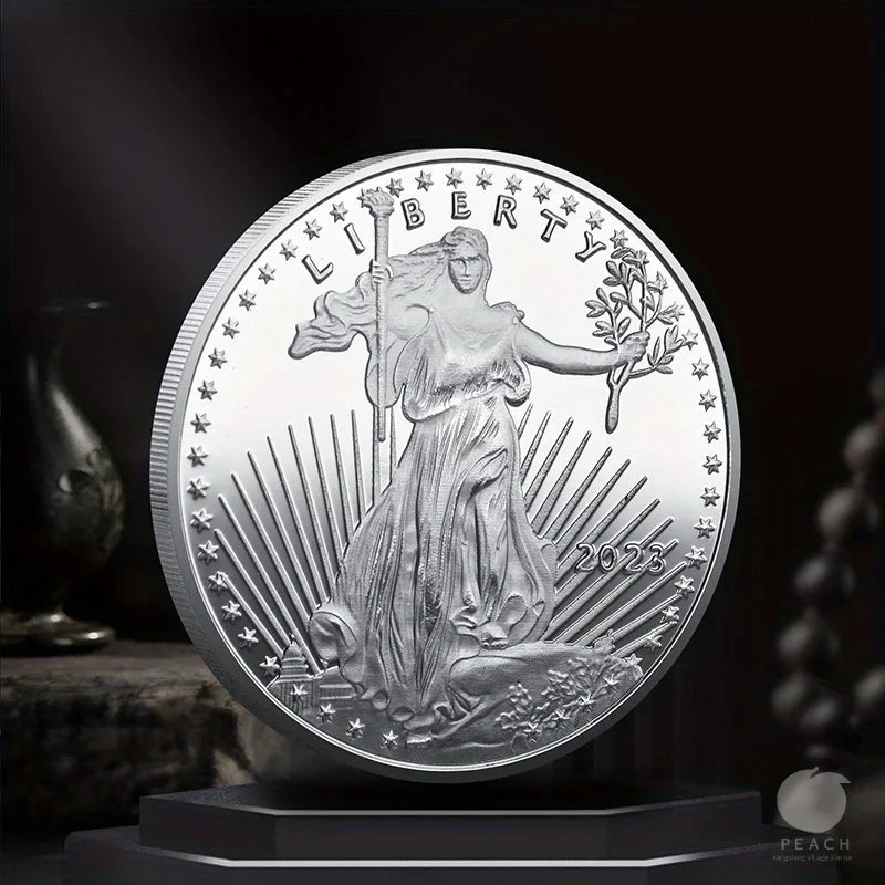 Statue of Liberty Souvenir Coin Collection Metal Three Dimensional Relief Commemorative Medal Emblem