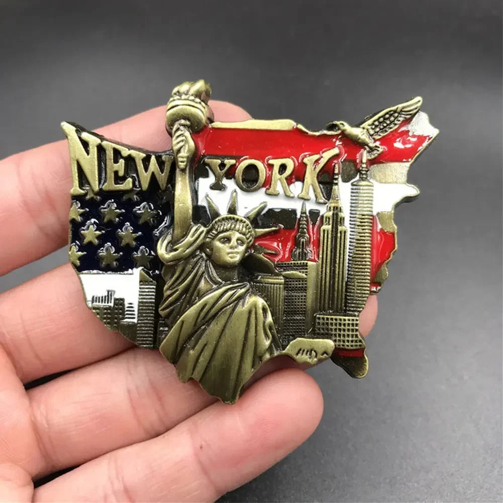 Home Decor Fridge Magnet Refrigerator Metal USA Alaska York Paris Italy London Post Office UK Dubai Belgium Israel Stereo