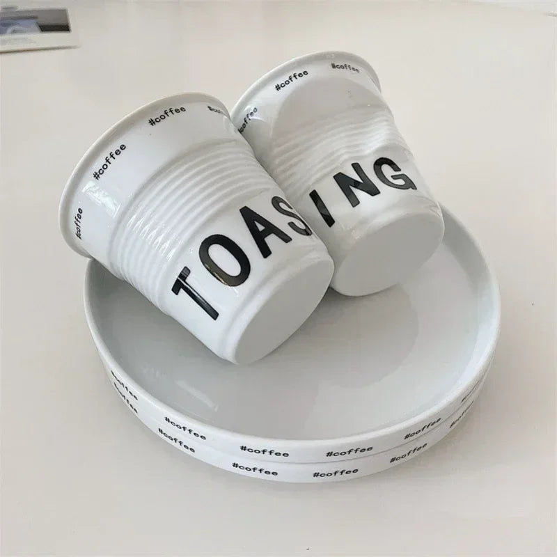 Ins Style Irregular Ceramic Mug Hand-pinch Coffee Cup Mugs Funny Glass Drinking Glasses Kawaii Cup Dessert Plate Mugs Coffee Cup