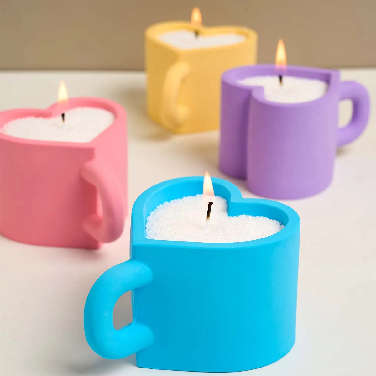 DIY Love Heart Mug Silicone Mold Valentine's Day Gifts Handle Teacup Gypsum Resin Candle Jar Casting Molds Handmade Home Decor