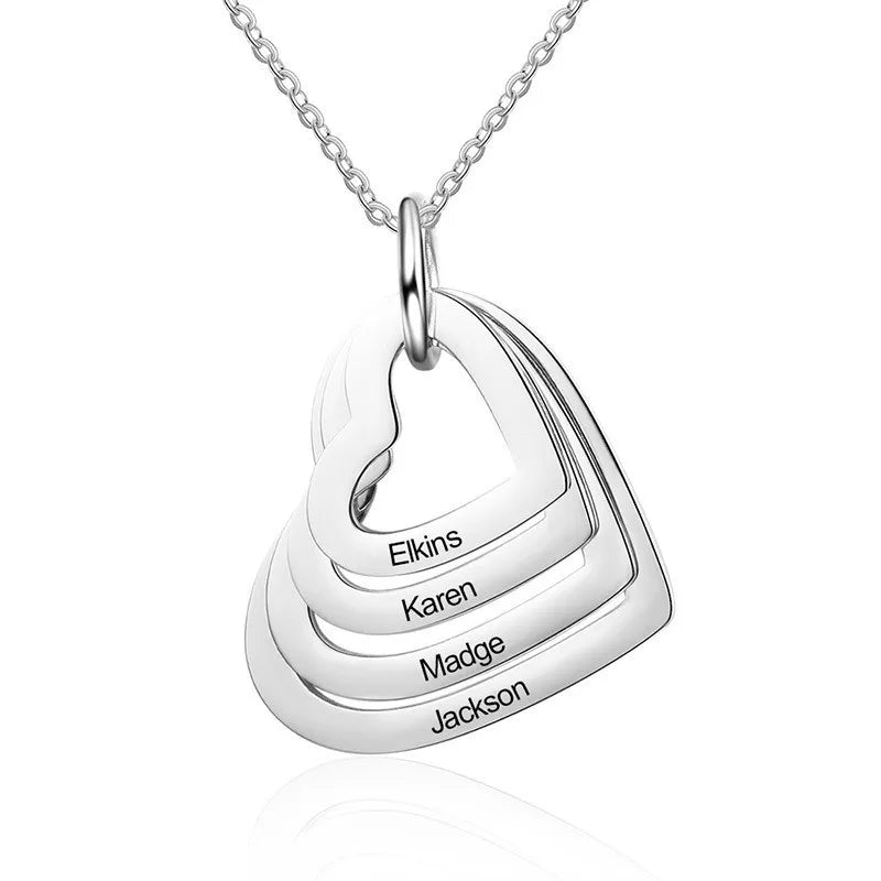 2023 Custom Stainless Steel Engraved Name Necklace For Lover Family Gift Personalized Heart Pendant Jewelry