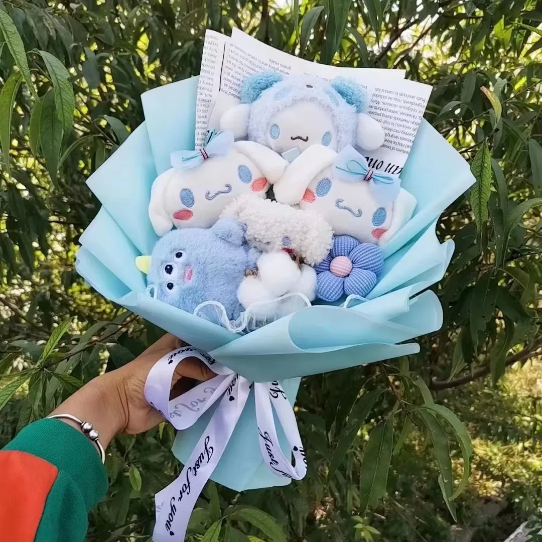 Christmas Gifts Sanrio Plush Flowers Bouquet Kuromi Plushie Soft Doll Animals Valentine's Day Birthday Wedding Party Gift