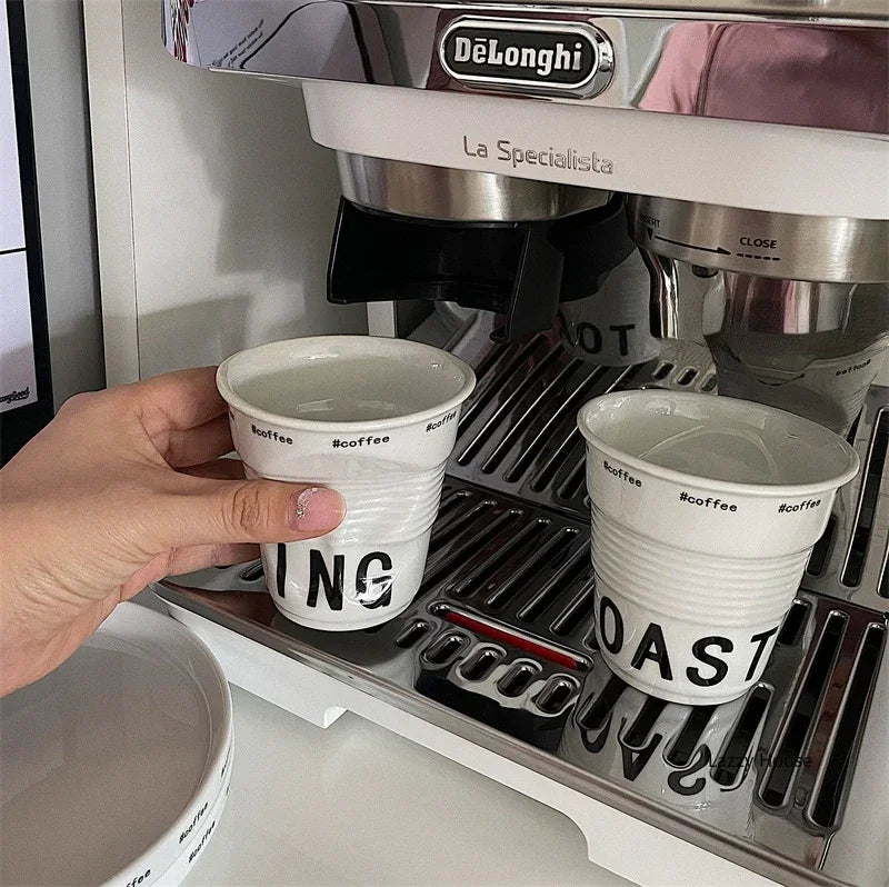 Ins Style Irregular Ceramic Mug Hand-pinch Coffee Cup Mugs Funny Glass Drinking Glasses Kawaii Cup Dessert Plate Mugs Coffee Cup