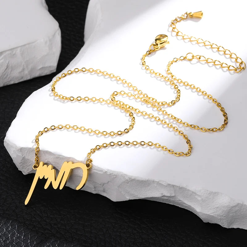 Custom Hebrew Name Necklace Jewish Ethnic Jewelry Stainless Steel Chain Personalized Signature Choker Necklace Daily Accessories