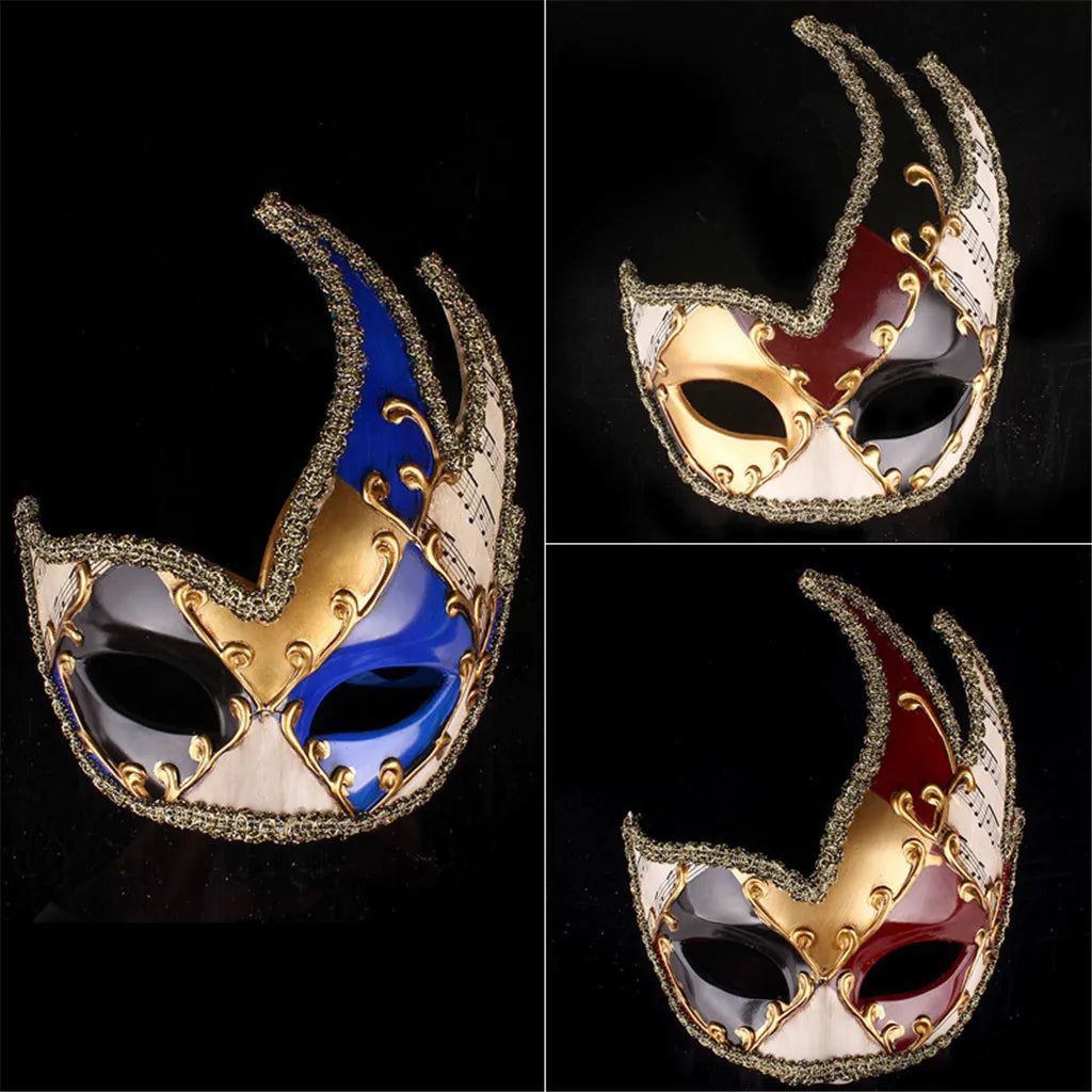 Mardi Gras Mask Men's Masquerade Mask Vintage Venetian Checkered Musical Party Mens Masquerade Mask Vintage Venetian Checkered