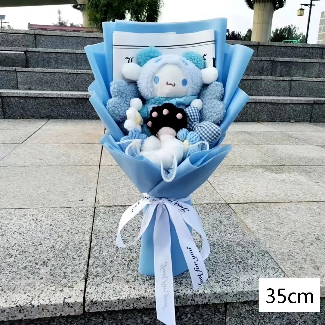 Christmas Gifts Sanrio Plush Flowers Bouquet Kuromi Plushie Soft Doll Animals Valentine's Day Birthday Wedding Party Gift