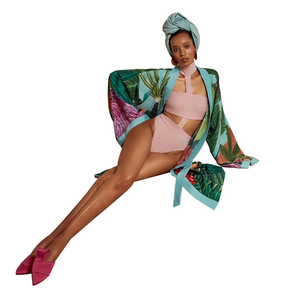New Style Japanese Traditional Kimono Gown With Obi Popular Print Flower Pajamas Women Silk Large Size Bathrobe Yukata Dress