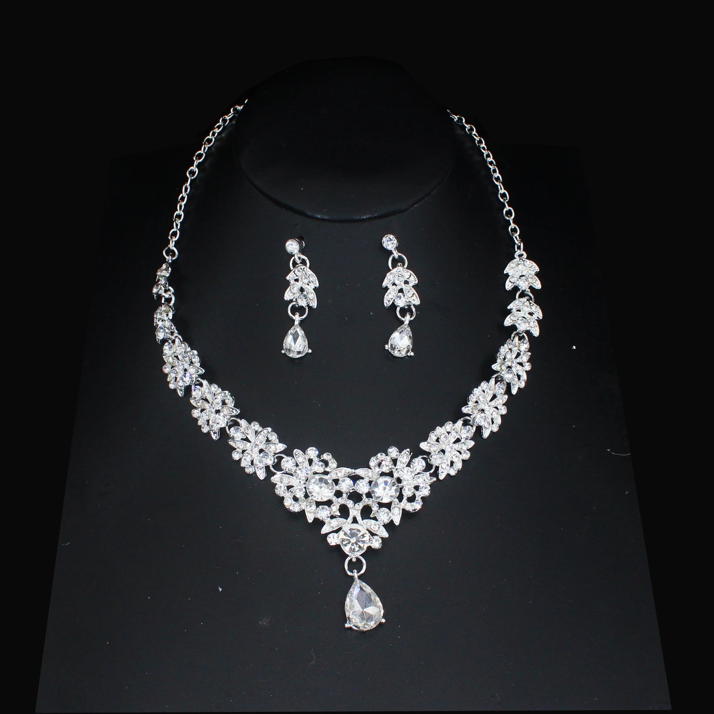 Pink Crystal Bridal Jewelry Sets For Women Girl Princess Tiara/Crown Earring Necklace Wedding Pageant Prom Jewelry Accessories