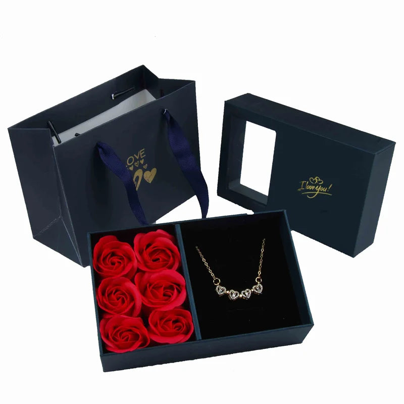I Love You Jewelry Box Immortal Flower Jewelry Box Roses Window Gift Box Ring Earrings Pendant Necklace Box Jewelry Organizer
