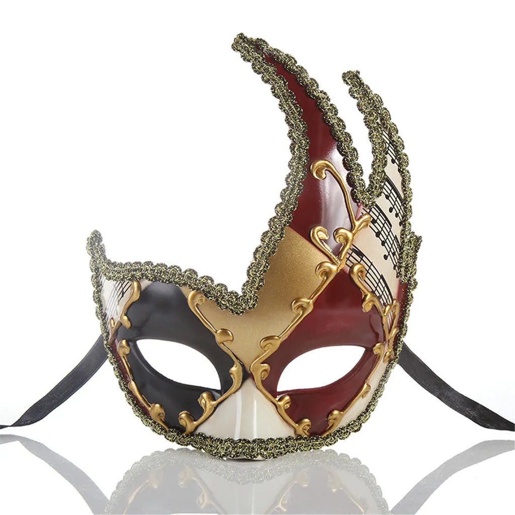 Mardi Gras Mask Men's Masquerade Mask Vintage Venetian Checkered Musical Party Mens Masquerade Mask Vintage Venetian Checkered