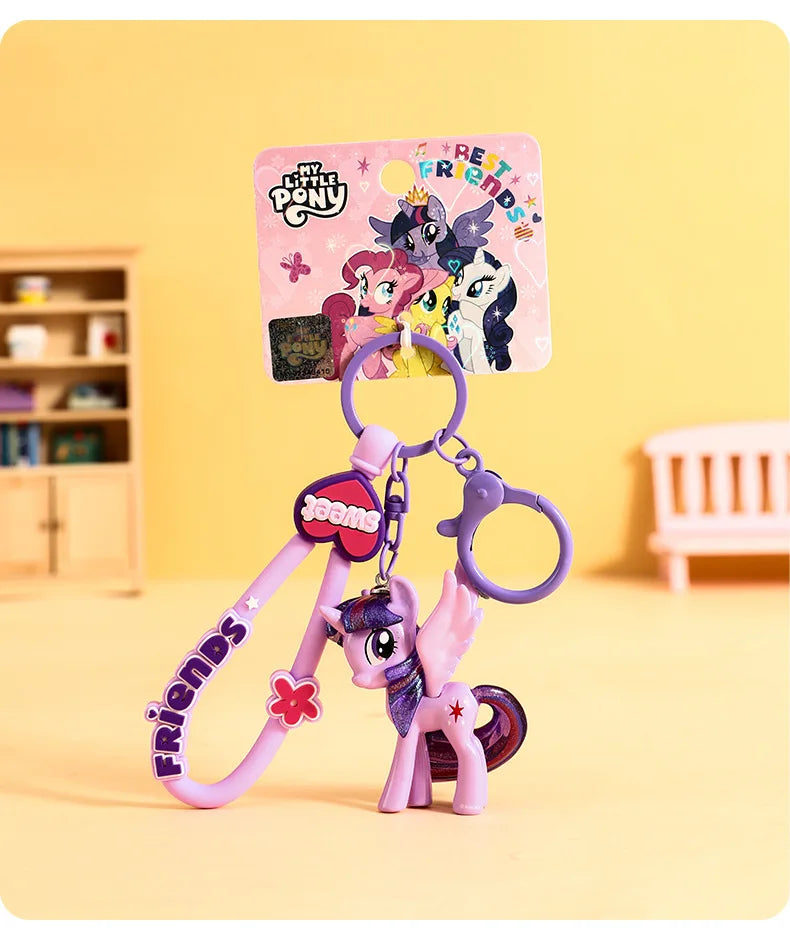 My Little Ponys Keychain New Anime Unicorn Car Key Ring Kids School Bag Pendant Fashion Decoration Classic Toys Birthday Gift