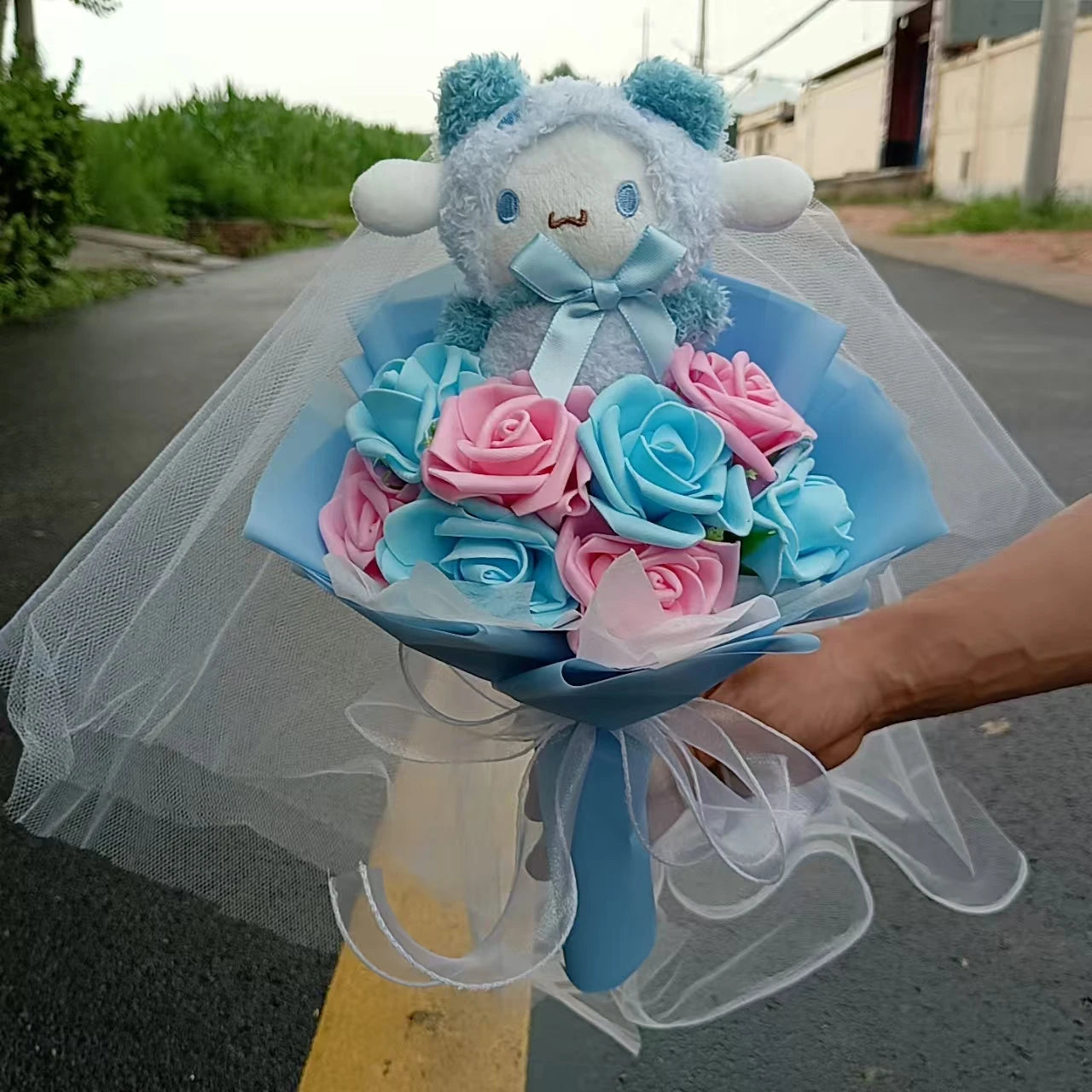 Christmas Gifts Sanrio Plush Flowers Bouquet Kuromi Plushie Soft Doll Animals Valentine's Day Birthday Wedding Party Gift