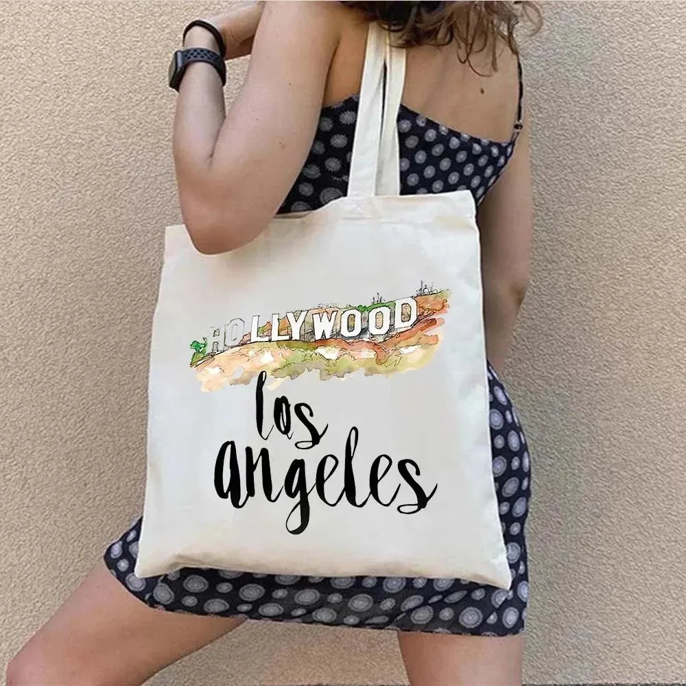 Paris Travel City Print Women Shoulder Bags Harajuku Canvas Shopping Bag Large Capacity Tote Handbag Reusable Eco Girl Handbags