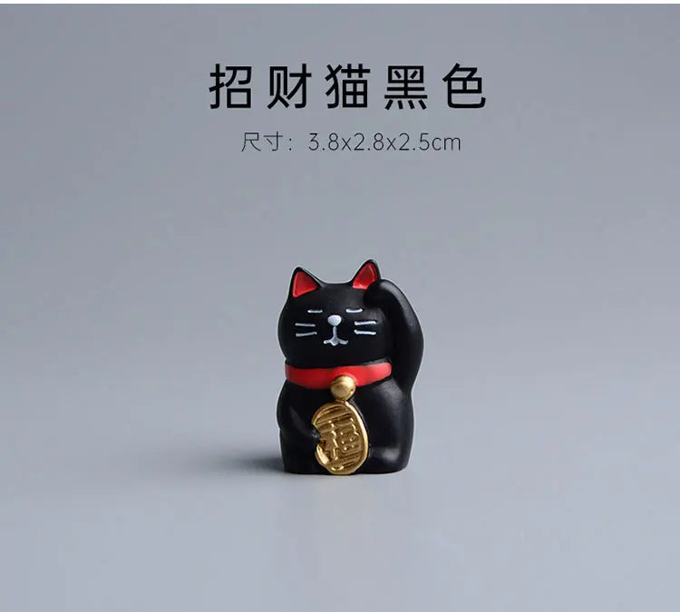ZAKKA Miniatures Kitten Maneki Neko Cat Figurine Model Toys Resin Crafts New Year Gifts Decoration Handicraft Desktop Ornaments