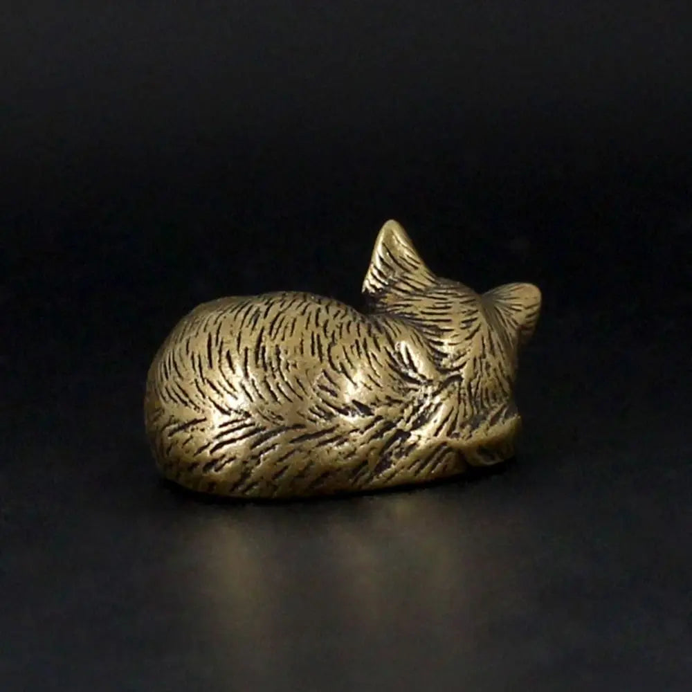 Crafts Brass Small Cat Metal Statue Cute Creative Tea Pet Simulated Exquisite Model Sculpture Toy