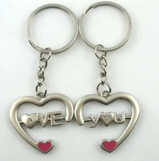 Novelty Couple Keychain Lovers Heart Key Chain Ring Casual Trinket Jewelry Valentine's Day Wedding Gift Accessories