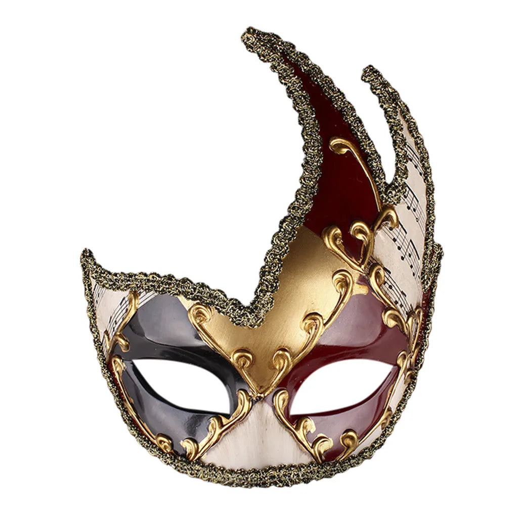 Mardi Gras Mask Men's Masquerade Mask Vintage Venetian Checkered Musical Party Mens Masquerade Mask Vintage Venetian Checkered