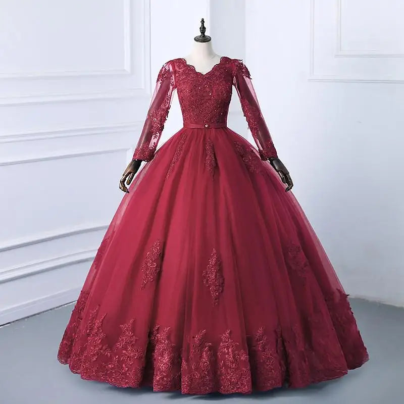 Best Selling 2024 Long Sleeve V Neck Lace Wedding Dress 2025 Vintage Bride Bridal Ball Gown Modest Wedding Dresses Customized
