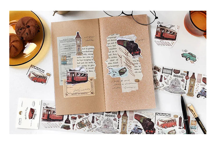 Travel Journey Memory Washi Masking Tape Coffee Shop City Street View Decorative Stickers Diy Label For Scrapbooking Diary Album
