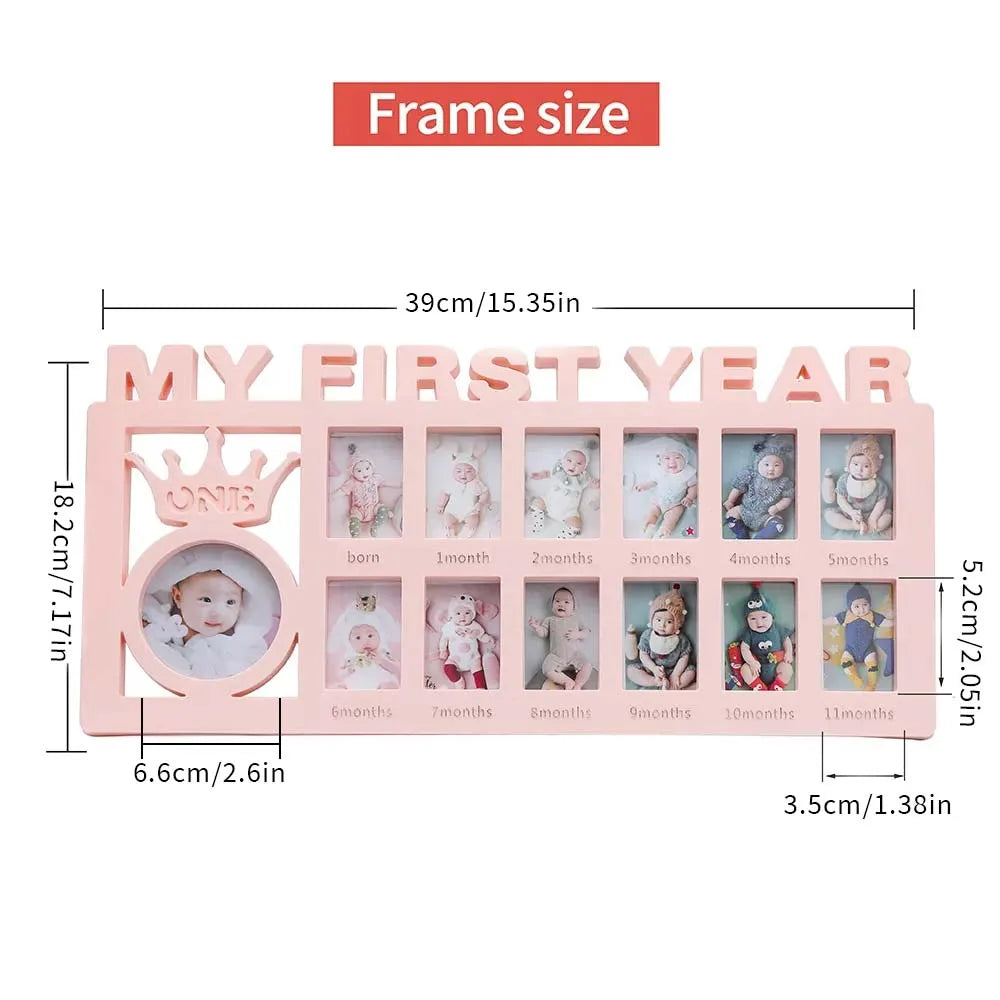 Baby Keepsake Frame 0-12 Months Pictures My First Year Photo Frame Newborn Memory Gifts