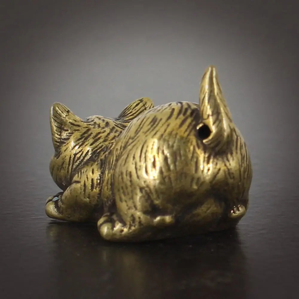 Crafts Brass Small Cat Metal Statue Cute Creative Tea Pet Simulated Exquisite Model Sculpture Toy