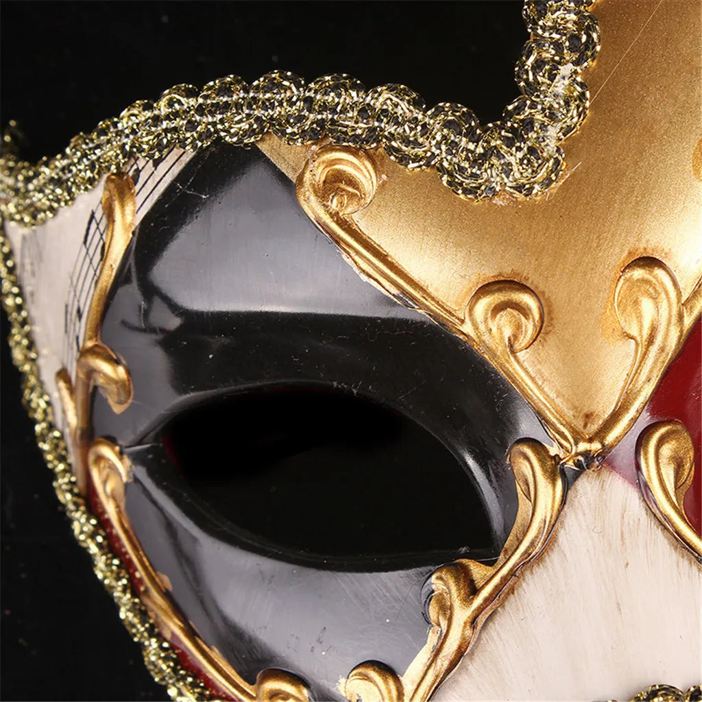Mardi Gras Mask Men's Masquerade Mask Vintage Venetian Checkered Musical Party Mens Masquerade Mask Vintage Venetian Checkered