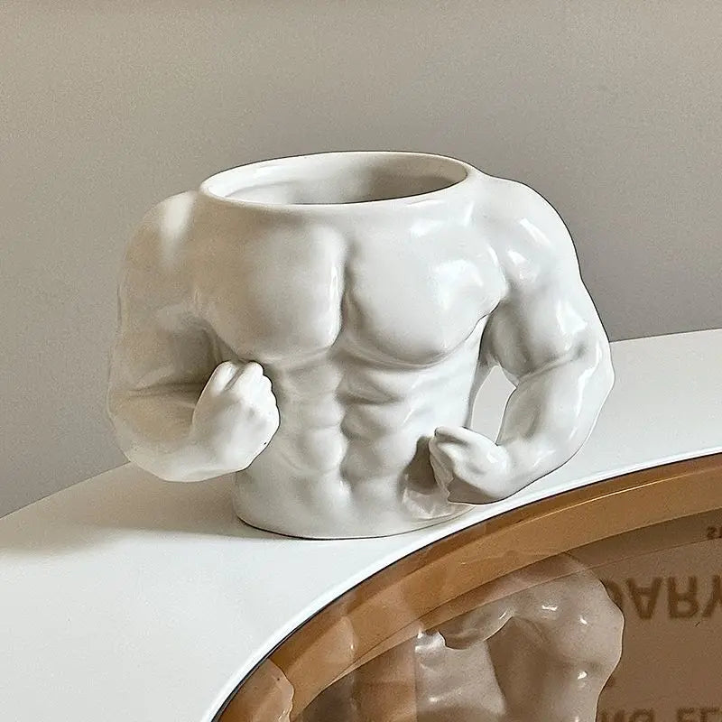 Creative Ceramic Pectorales Mugs Home Breakfast Milk Coffee Mug Water Cups Boys Gym Trainer UP YOU Funny Gift Mugs Holiday Gift