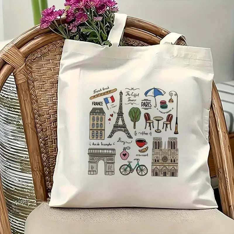 Paris Travel Tote Bag for Women Shoulder Bag with Eiffel Tower Bag Travel Bag Parisian Themed Design Sturdy Construction
