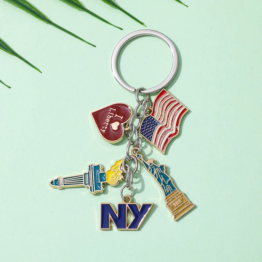 Statue of Liberty Decorations Independence Day Keychain Bag Pendant Heart Decorative Keying Backpack Liberty Pendant Accessories