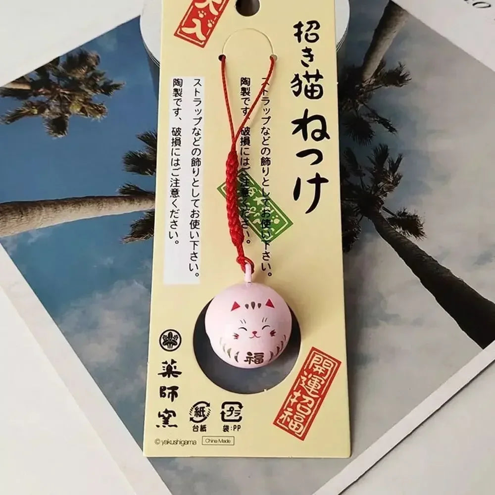 Japanese Lucky Cat Bag Pendants Japan Daruma Keyring Bells Pendant Lucky Cat Keychain Good Fortune Wealth Charm Jewelry Gift