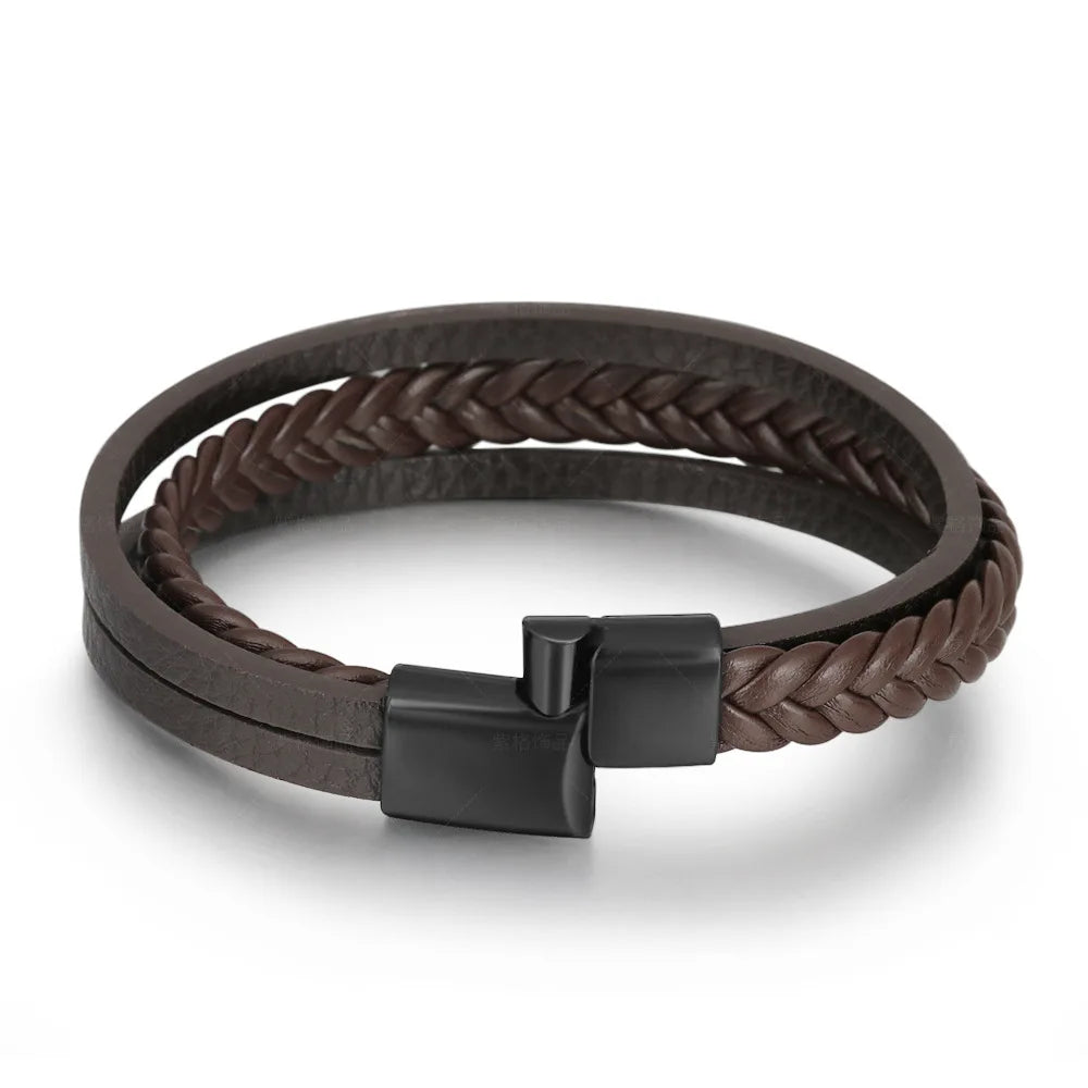 Men's Mature Business Give Men The Best Gift for Men Multi -Style PU Leather Two -Layer Magnetic Bracelet