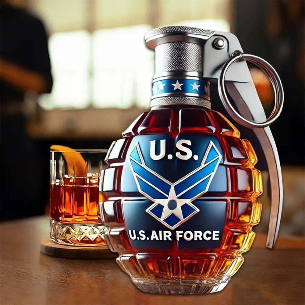 Unique Military Grenade Whiskey Bottle – Cool Gift for Men, Bar & Office Decor